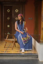 Navi blue cotton bawaan buti saree