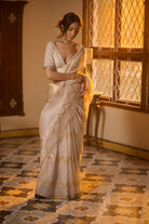 Banarasi organza silk white saree