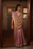 Chanderi silk pink checks saree