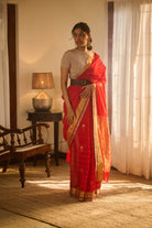 Chanderi cotton-Silk red saree