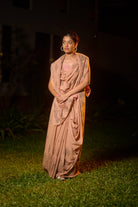 Mul cotton hand block print ivory saree