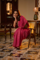 Mul cotton handwoven hot pink saree