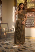 Mul cotton zari border mustard saree