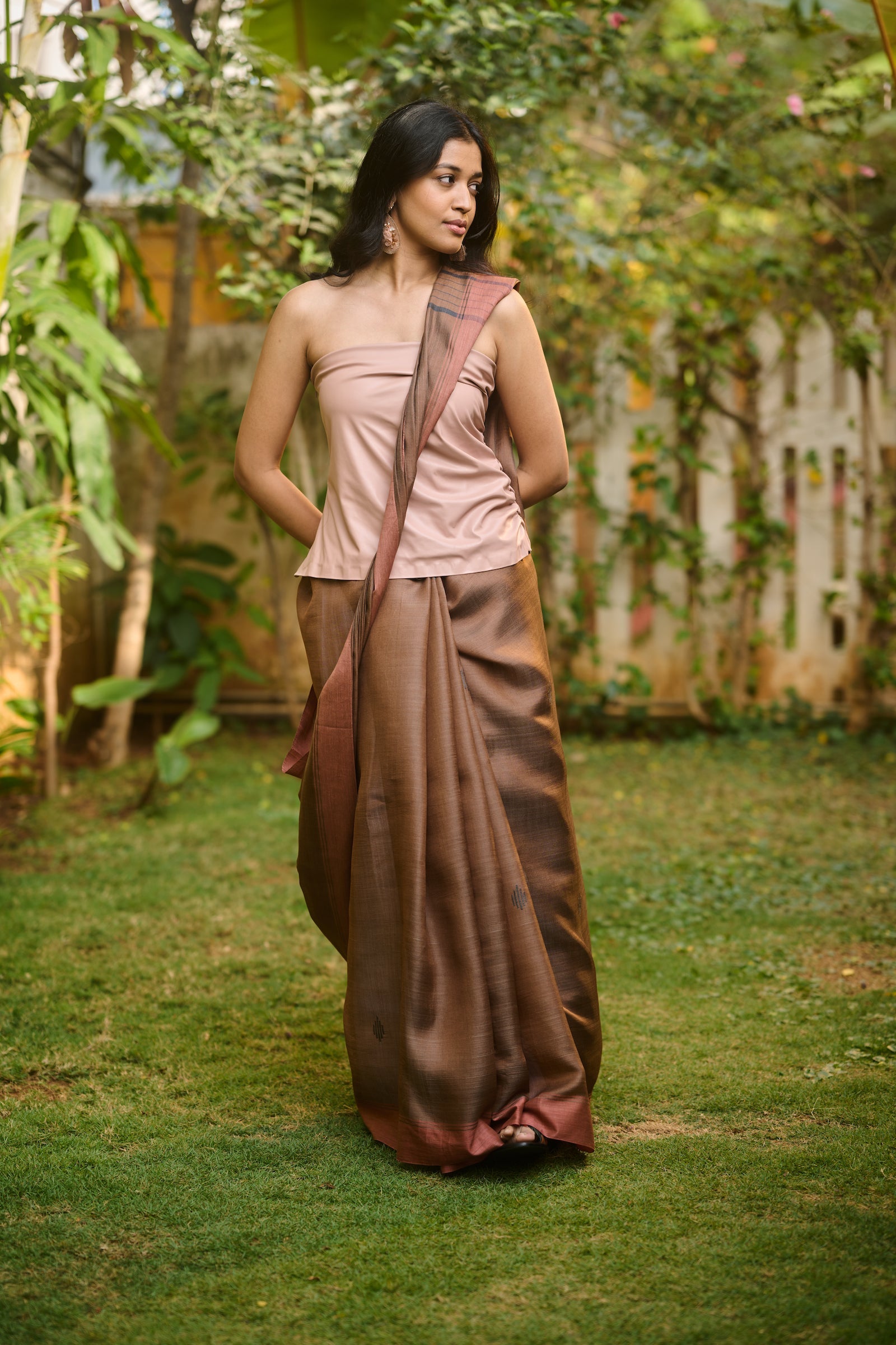 Brown silk saree