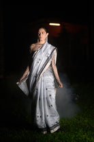 Chanderi silk grey saree